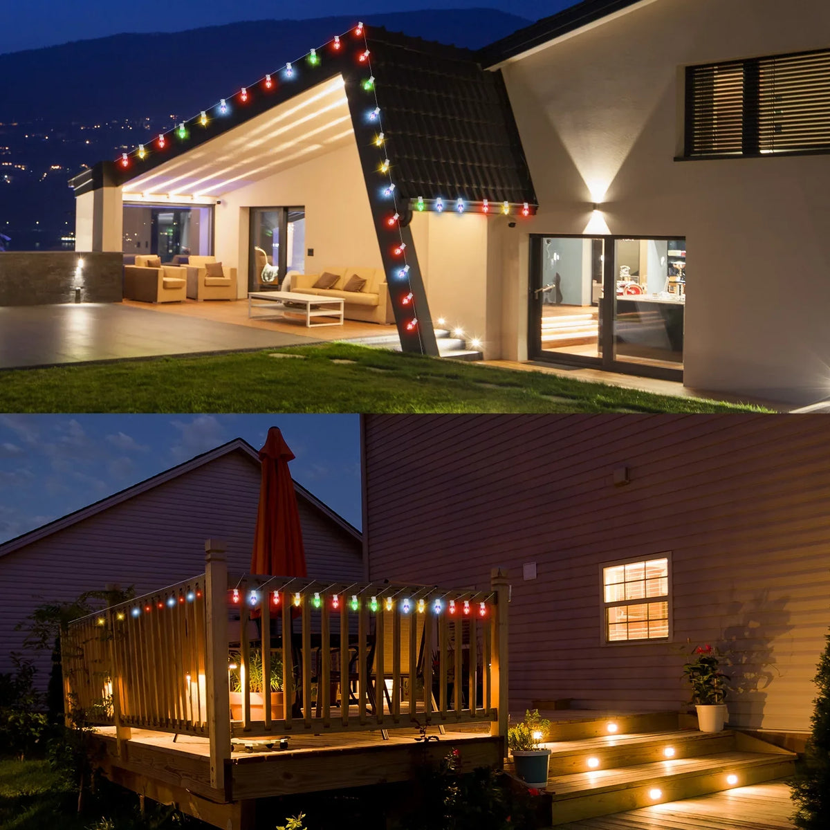 Eva'S Lamp C9 Christmas Lights Outdoor, 23Ft 20 Bulbs Color Changing Led String Lights Waterproof