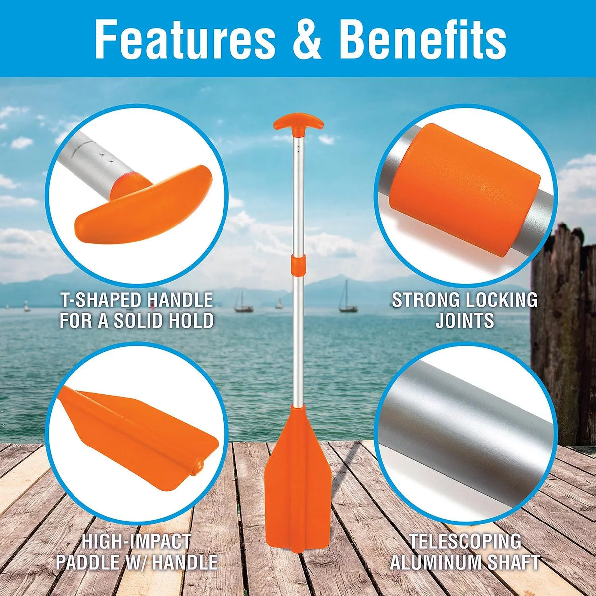 Seachoice 71100 Orange 25" To 45" Telescoping Paddle