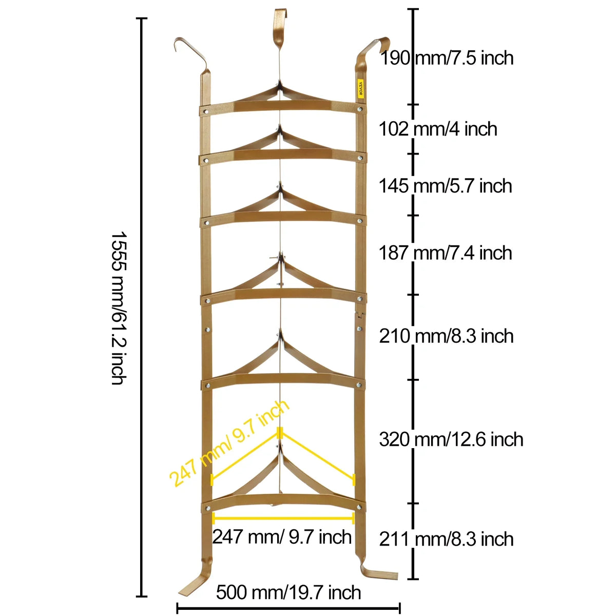 Unassembled Kitchen Copper Stand, Kettles Steel Tower, Rack Pot Rack, Corner Cookware SKYSHALO Storage Pots, Shelf, Cookware Cookware Storage Carbon Pans, 6-Tier Multi-Layer for Baskets Shelf 61-inch
