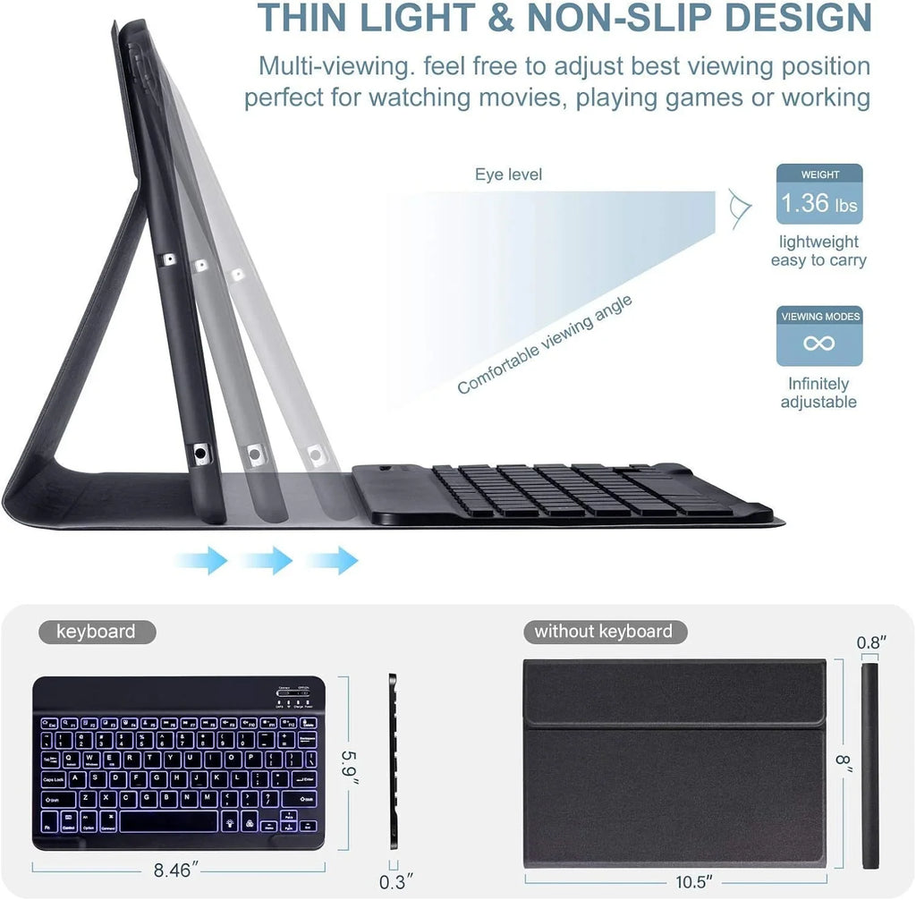 Vowubo Ipad Keyboard Case For Air 3Rd Version 10.5" (2019), Ipad Pro 10.5" (2017) Magnetically Detachable