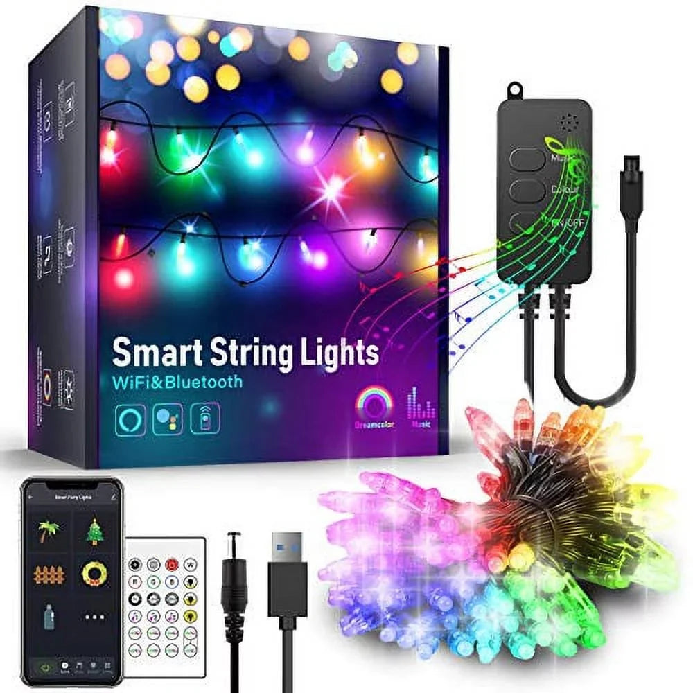 Control, Music Color Innonly Christmas Home 50LEDs Lights, Lights, String APP and Alexa exterior Sync with Changing 16.4ft Rainbow Waterproof Compatible