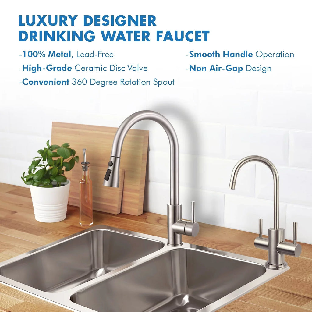 Nickel Osmosis and liquid Dispenser 2-Handle APEC in Instant Faucet Brushed Drinking Westbrook Reverse Hot Cold