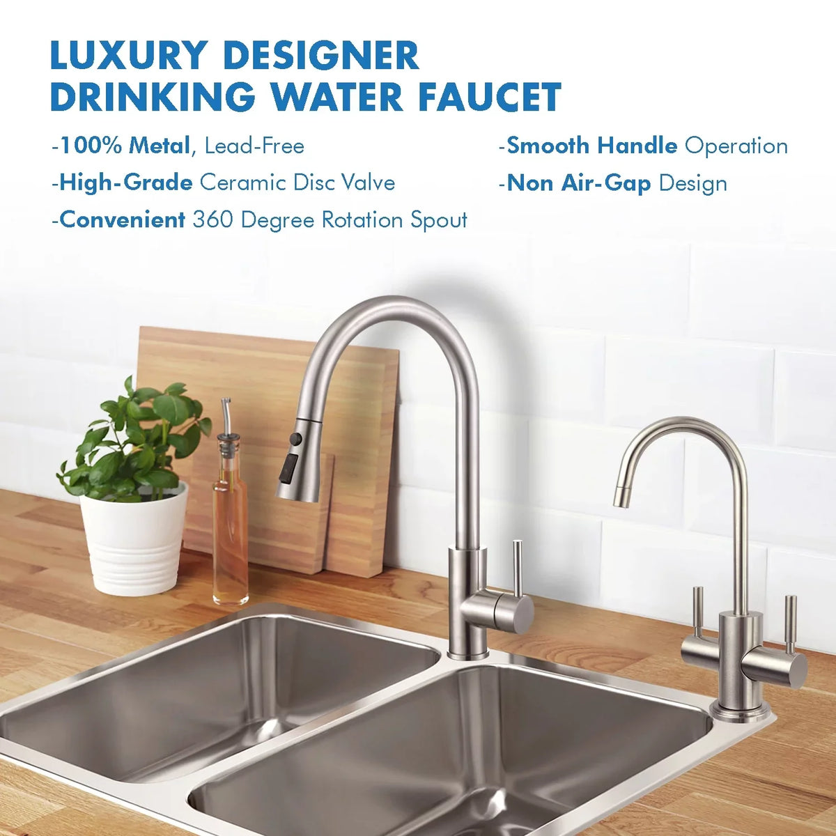 Nickel Osmosis and liquid Dispenser 2-Handle APEC in Instant Faucet Brushed Drinking Westbrook Reverse Hot Cold