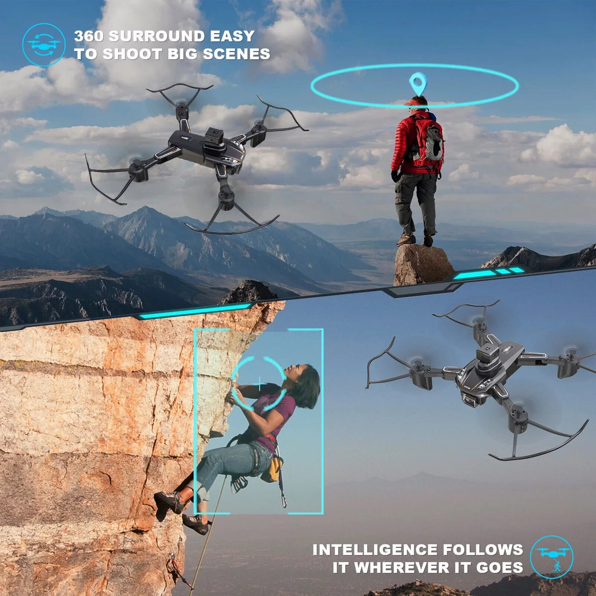 HD Avoidance 4K Obstacle Dual Camera Drone Technology JLLOM Design Foldable - Quadcopter with and