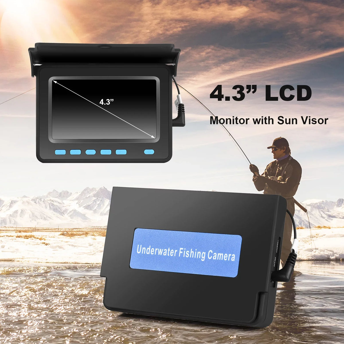 Underwater for 1200TVL IR Camera 8PCS LED Ice Camera 4.3'' LCD Finder Walmeck 20M/30M Fishing Fishing Night Vision Fish Boat