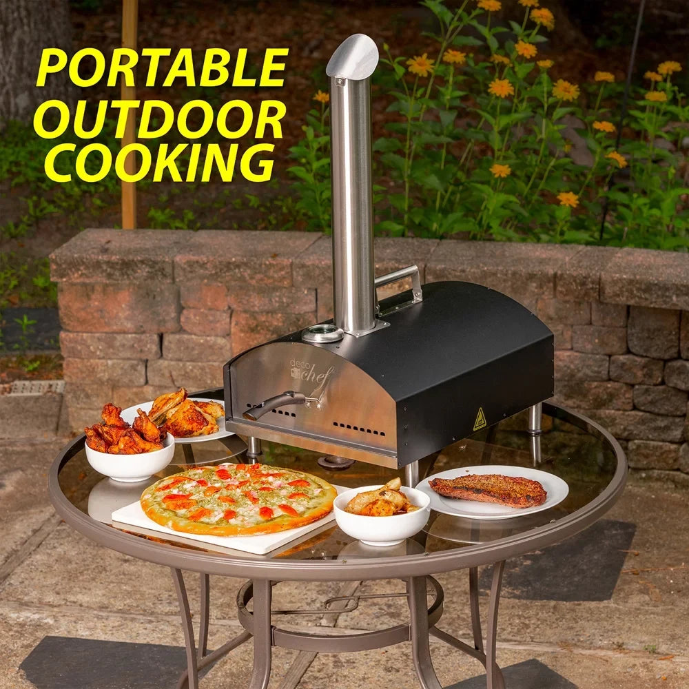 Scraper, 13" Peel, and Pizza Stone, Pizza Dough with Functionality, Construction, Grill Deco Pizza 3-Layer Open 2-in-1 Stainless Steel exterior Chef Pizza Box Oven Oven Grill Slotted (Black) Scoop,