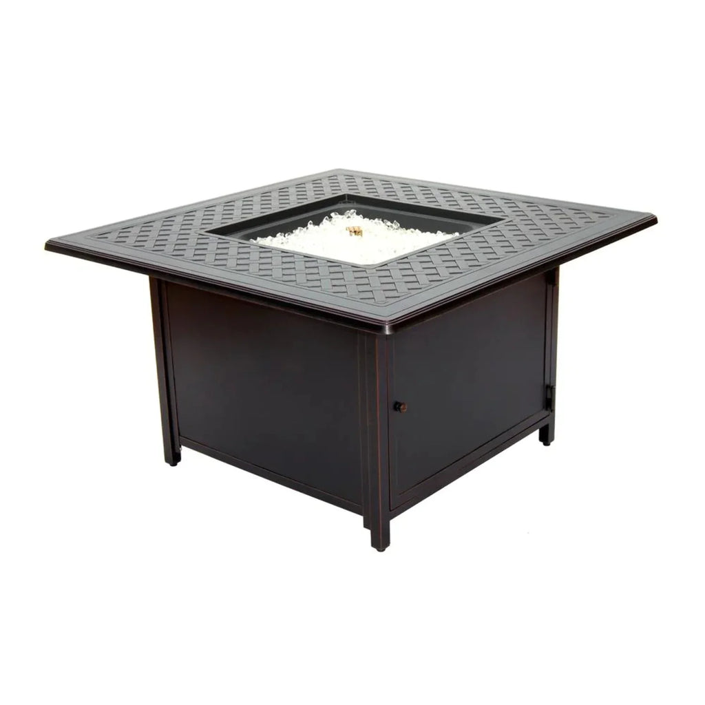 Gray Topaz Aluminum Fire Heron Alfresco Chat Home Gas Table in 42" Square Pit