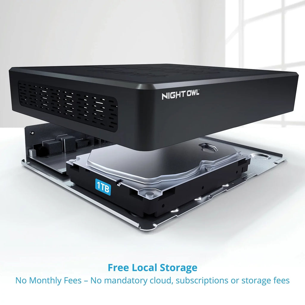 1080p DVR Security Cameras, Connector HD 1TB Drive, Spotlight Night and with 8 Channel 4 exterior, Owl HDMI Bluetooth Hard Wired