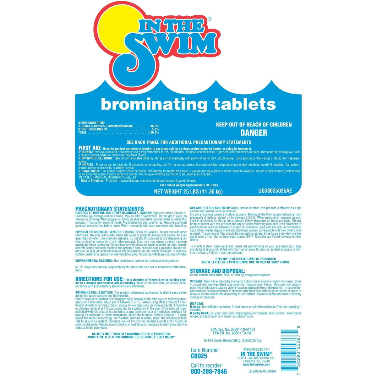 '- Bromine Chlorine 61% In Sanitizer Swim or for Tubs, Odor, Inch Available Low Bromine Spas, Pools The Hot 1 Tablet - 8 Pounds - Swimming Pre-Stabilized, Alternative U038008032AE