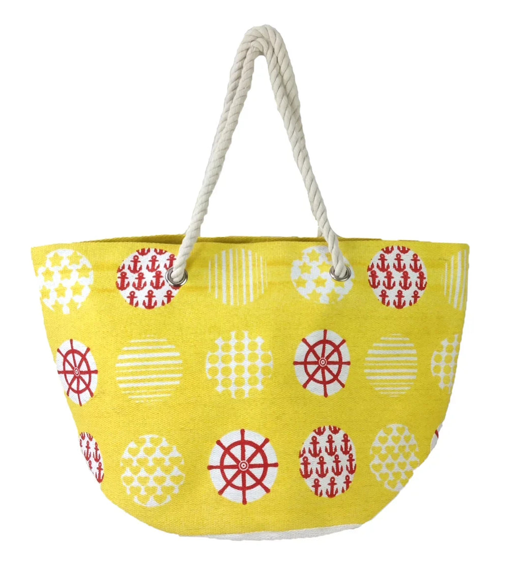 Yellow Tote, Print Magid Straw Sailor Nautical Paper