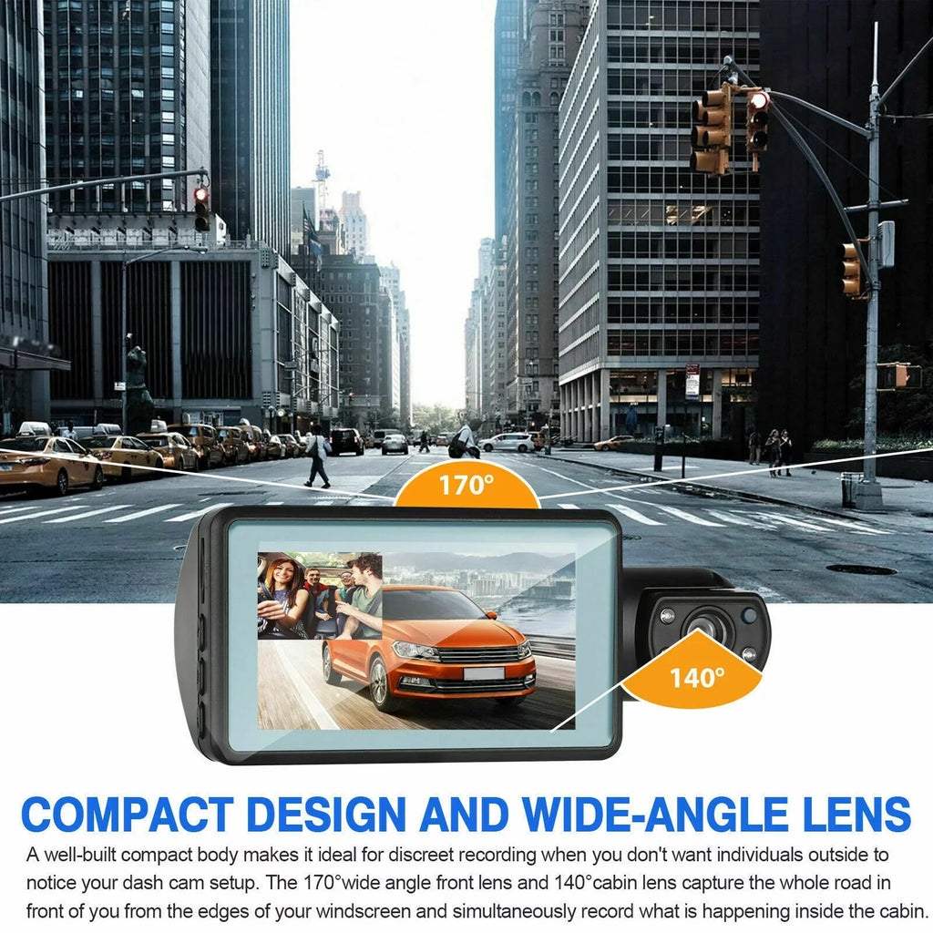 Dash Cam Front And Inside For Car, Dual Dash Cam W/32Gb Tf Card, Hd 1080P Car Camera Dual Lens, Wide Angel Dvr Car Parking Driving Recorder Night Vision Loop Recording G-Sensor