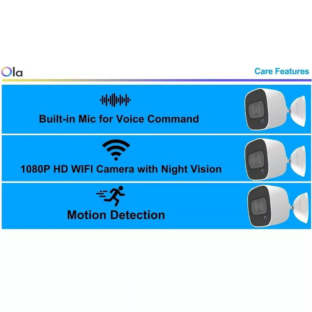 Security Spotlights Detection, On Ask TV Vehicle Way Pet Color 10 Two-Way Voice - As Smart Command Night Vision OLA! Talk, Pack/ Camera Seen Person 2