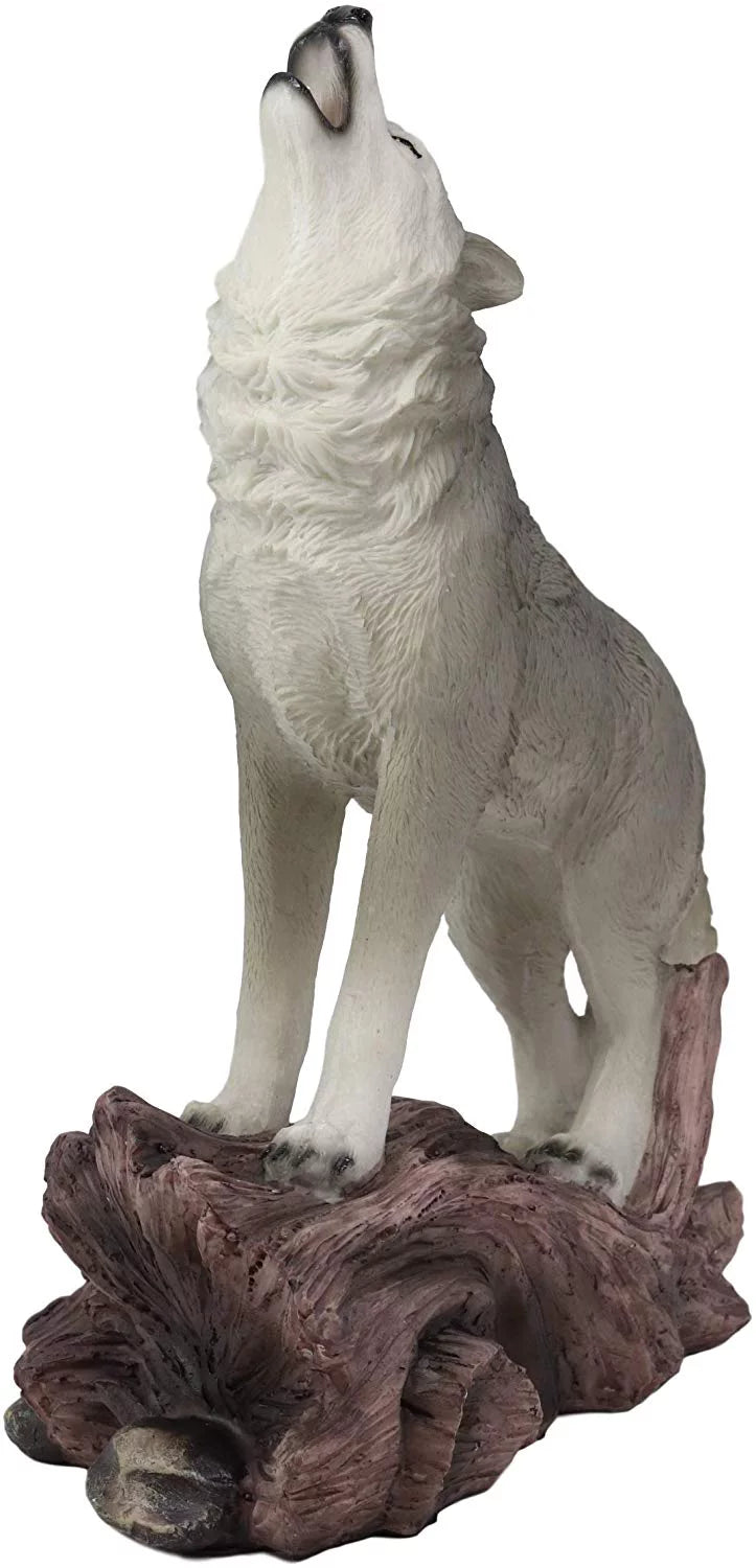 Howling Night Large Wolf Decor The Wolves Cries Spirit Gray Alpha 12"H Of Statue