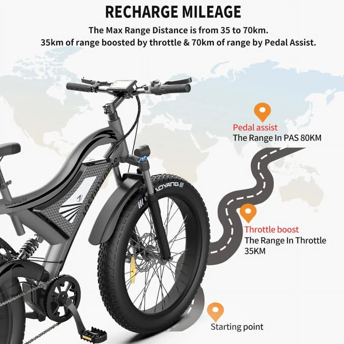26 Bike In. Electric Fat Tire Electric Adults AOSTIRMOTOR Hot Bicycle Mountain