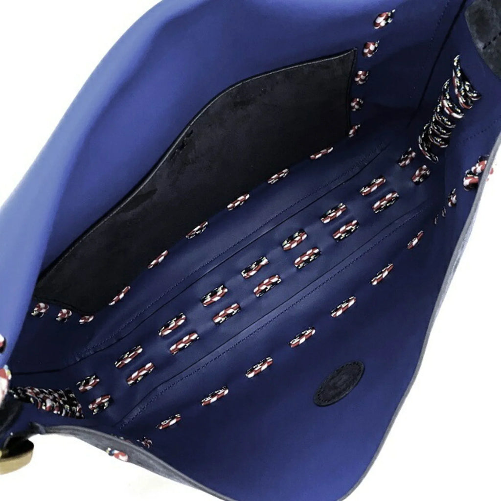 Leather (Good) Navy Multicolor Burch Shoulder One Pre-Owned 01-17 TORY Ladies BURCH Flap Bag Tory 10005608 Suede