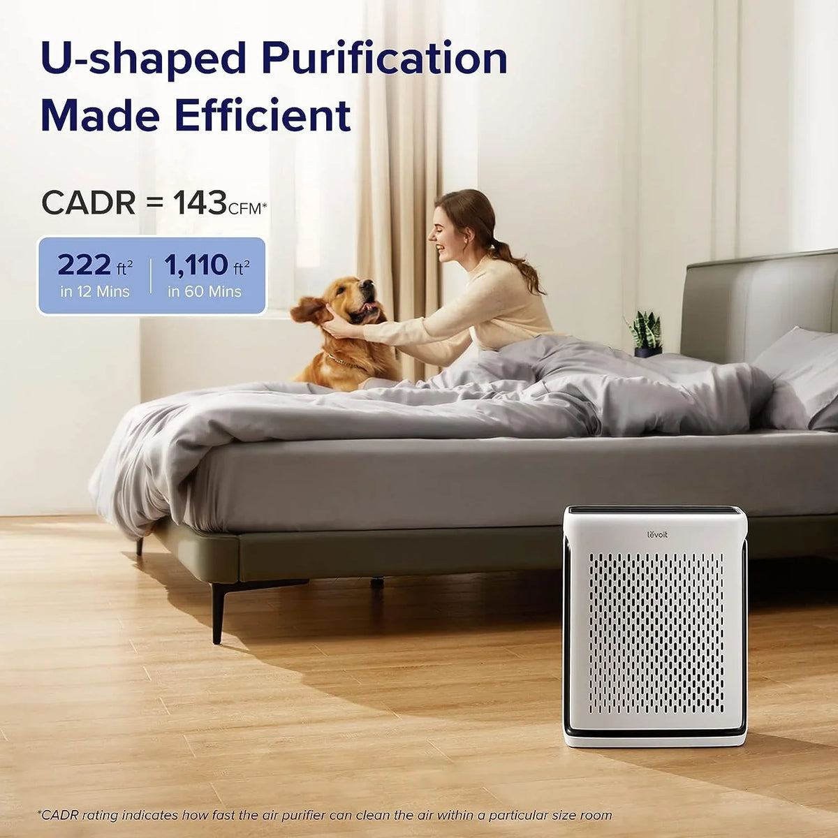 Levoit Air Purifiers For Home Large Room Bedroom Up To 1110 Ft² With Air Quality And Bulb Sensors, Smart Wifi, Washable Filters, Hepa Filter Captures Pet Hair, Allergies, Dust, Smoke, Vital 100S