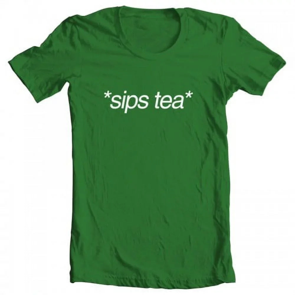 Geek Teez Sips Tea Original Artwork Inspired By Kermit Meme Women'S T-Shirt Kelly Green X-Large