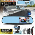 1 Pack 1080P Rearview Mirror Car Camera 4.3" Dash Cam For Cars Trucks,170°Wide Angle Dual Lens Car Cam Front Rear Dvr Monitor, Night Vision,Parking Monitor,Motion Detection,G-Sensor