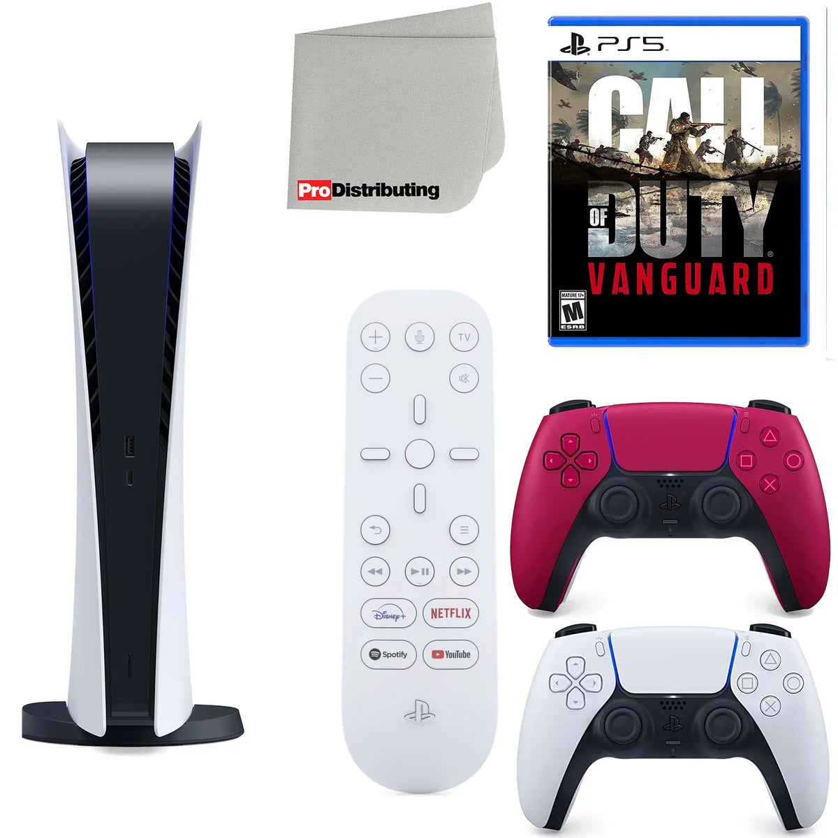 5 with Vanguard, Digital Controller, and Red Bundle Playstation Kit Accessory Cleaning Remote, Extra Cloth Cosmic ( Call Starter Duty: PS5 Digital) Media Microfiber of Version