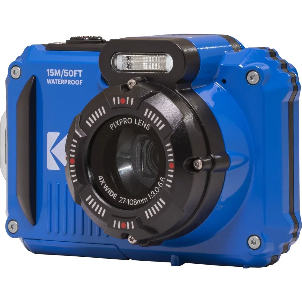 Extra WPZ2 Case Camera (Blue) Kodak PIXPRO Battery Kit + Digital -64GB +Tripod +