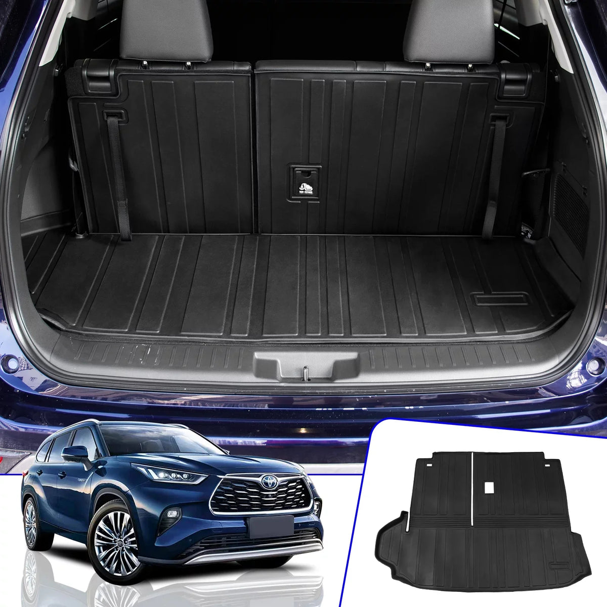 Cargo Protector Trunk Seats Seat Mat TPE with Mat Trunk Cover (2020-2023, Highlander Mat) 2022 Liner Compatible Mat 2020-2024 Highlander with 7 Accessories Back Backrest Cargo