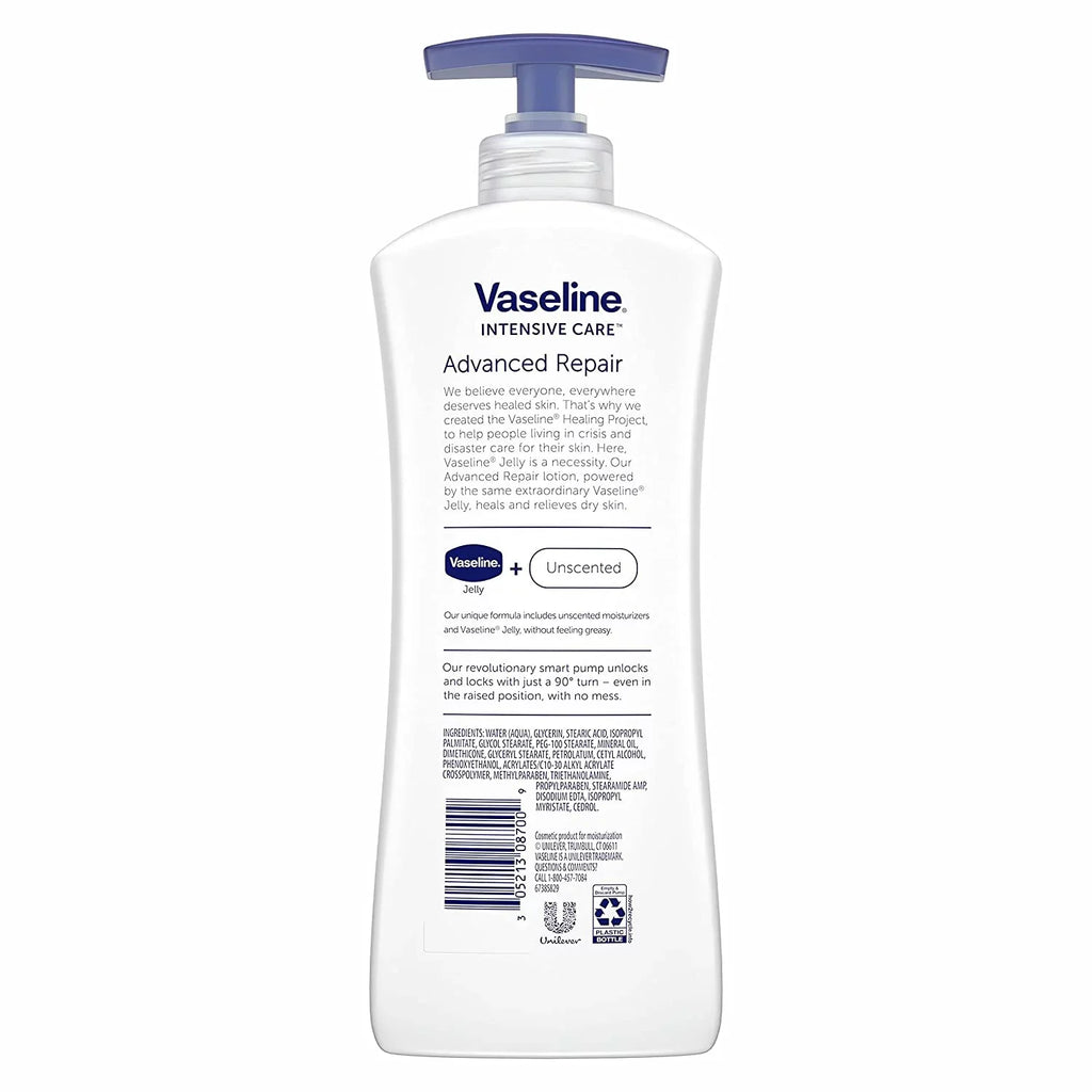 oz 20.3 Advanced Pack Intensive Unscented 3 Healing Lotion, Repair Care Moisture - Vaseline