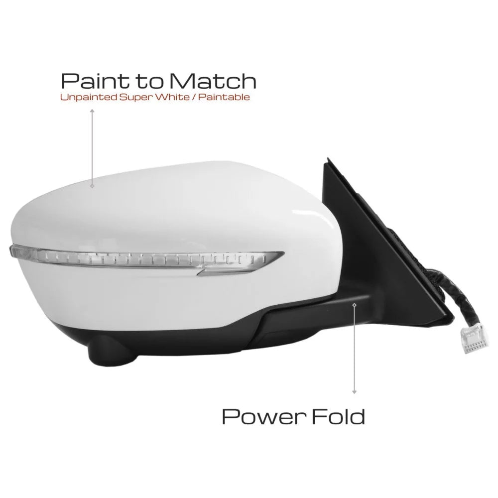 select: Camera Side Nissan Rogue Fold Mirror 14-19 Passenger ROGUE For Blinker 2014-2018 Power Fits W/ 13Pin S/SL/SV NISSAN