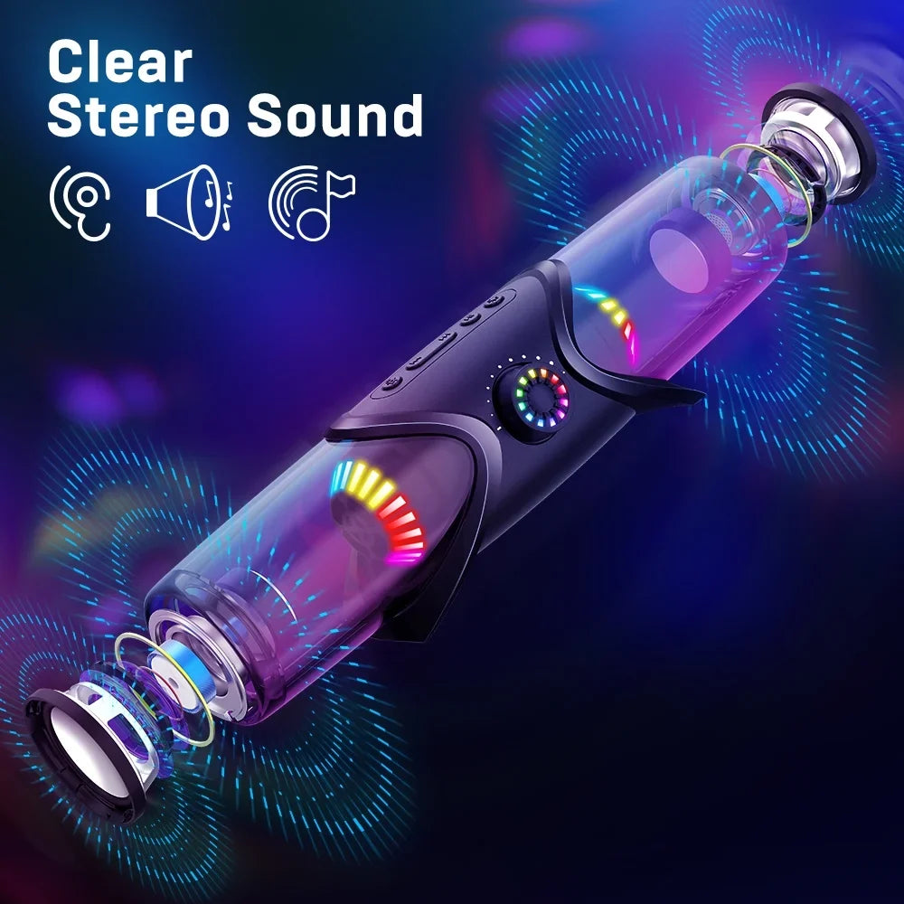 Speakers for Headphone Jack Desktop Speakers Bar Sound GS03 Computer Laptop Powered for 3.5mm Monitor with Speakers,Bluetooth SoundBar,Computer WolfLawS RGB Light,PC with Subwoofer,USB