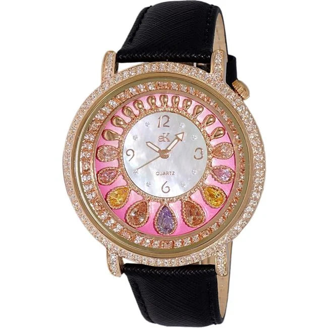 Tear Drop Collection Crystal Accents Mother Of Pearl Dial Quartz Womens Watch, Pink, White & Cerulean