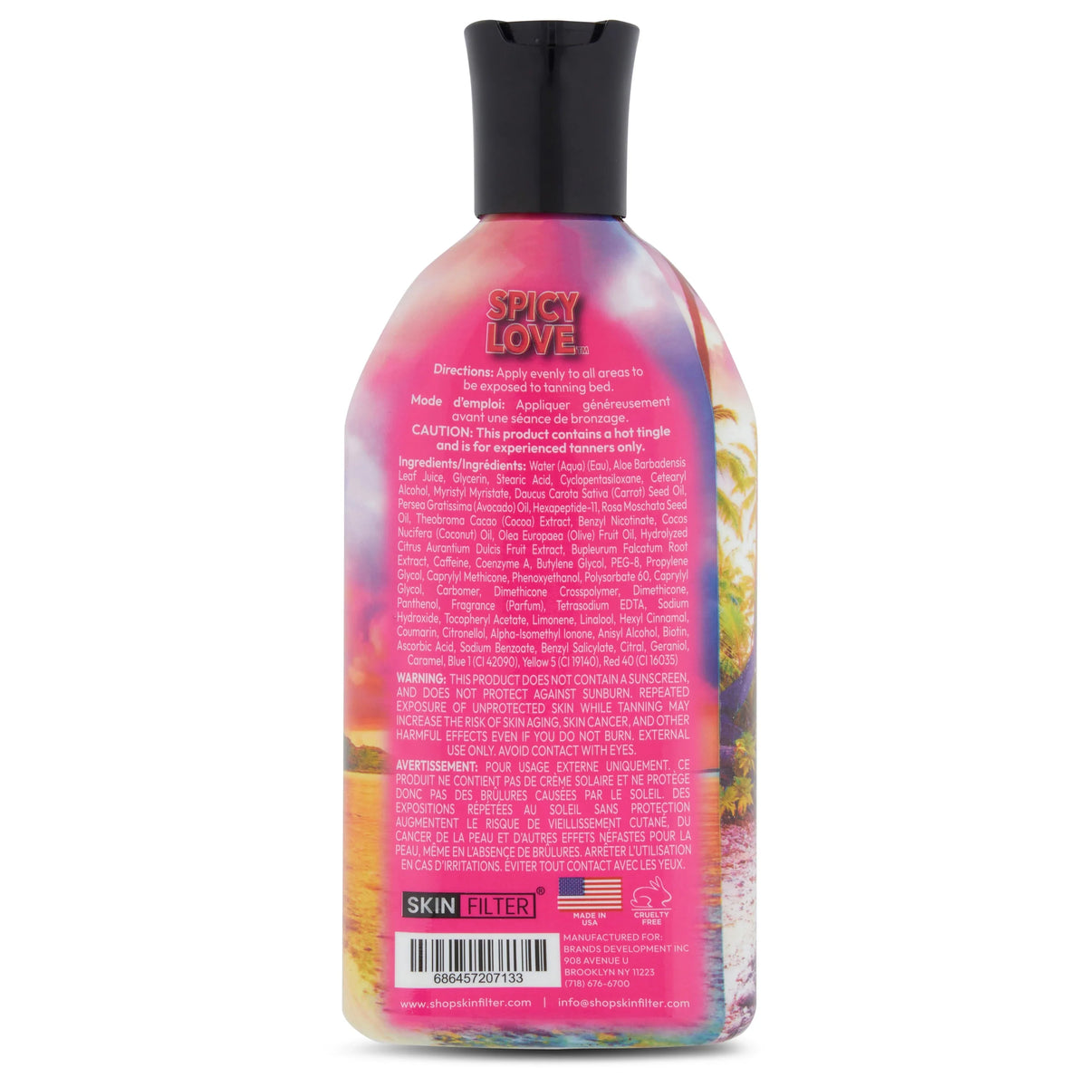 Lotion Bronzer Skin with Spicy 10,000X – and Lotion Love Hydrating – Filter – Anti-Orange Formula Made – Technology Tanning Protection Crazy in Dark the USA Body Self-Tanner Tattoo Black Self-Tanning