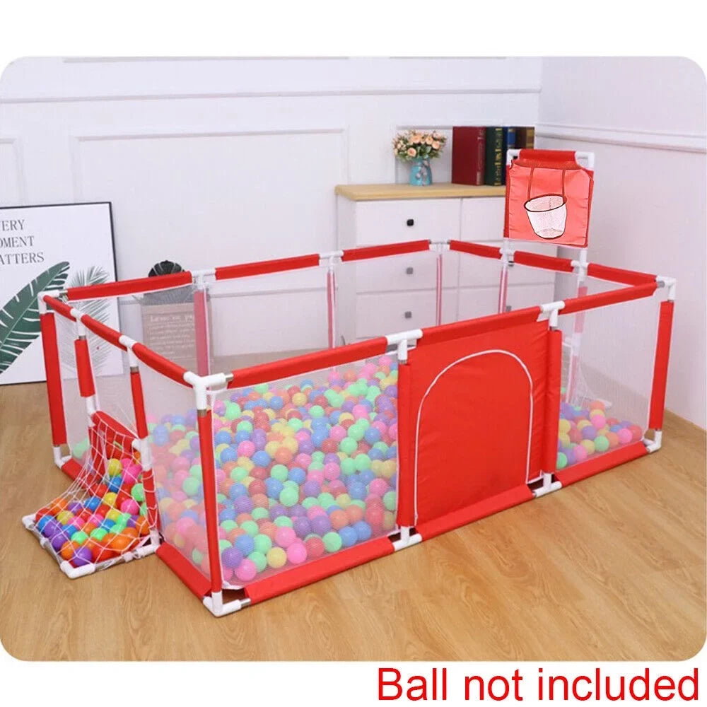 Jahyshow Large 70In Baby Playpen - Foldable Playard With Breathable Mesh-Red