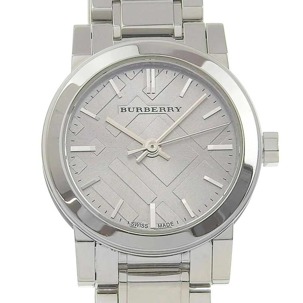 Quartz Silver (Good) Watch Stainless Steel Dial Analog Burberry BU9229 Ladies Display Pre-Owned