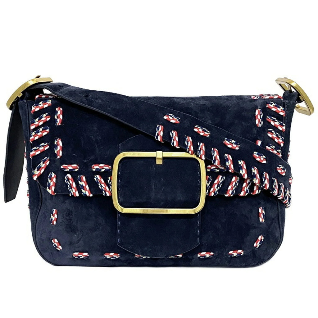 Leather (Good) Navy Multicolor Burch Shoulder One Pre-Owned 01-17 TORY Ladies BURCH Flap Bag Tory 10005608 Suede