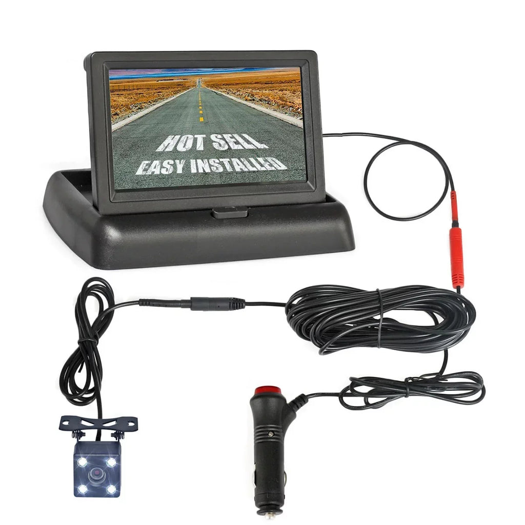 License HD Parking View Monitor Rear System Backup Camera Plate Car 4.3in Reverse