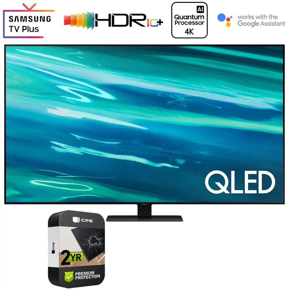 Restored Plan 2 with 55 QLED TV UHD (2021) QN55Q80AA Extended Year Inch 4K (Refurbished) Premium Bundle Protection Smart