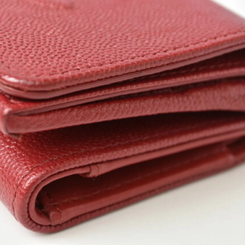 Pre-Loved Chanel Wallet Chanel Here Mark Caviar Skin Dark Red (Like New)