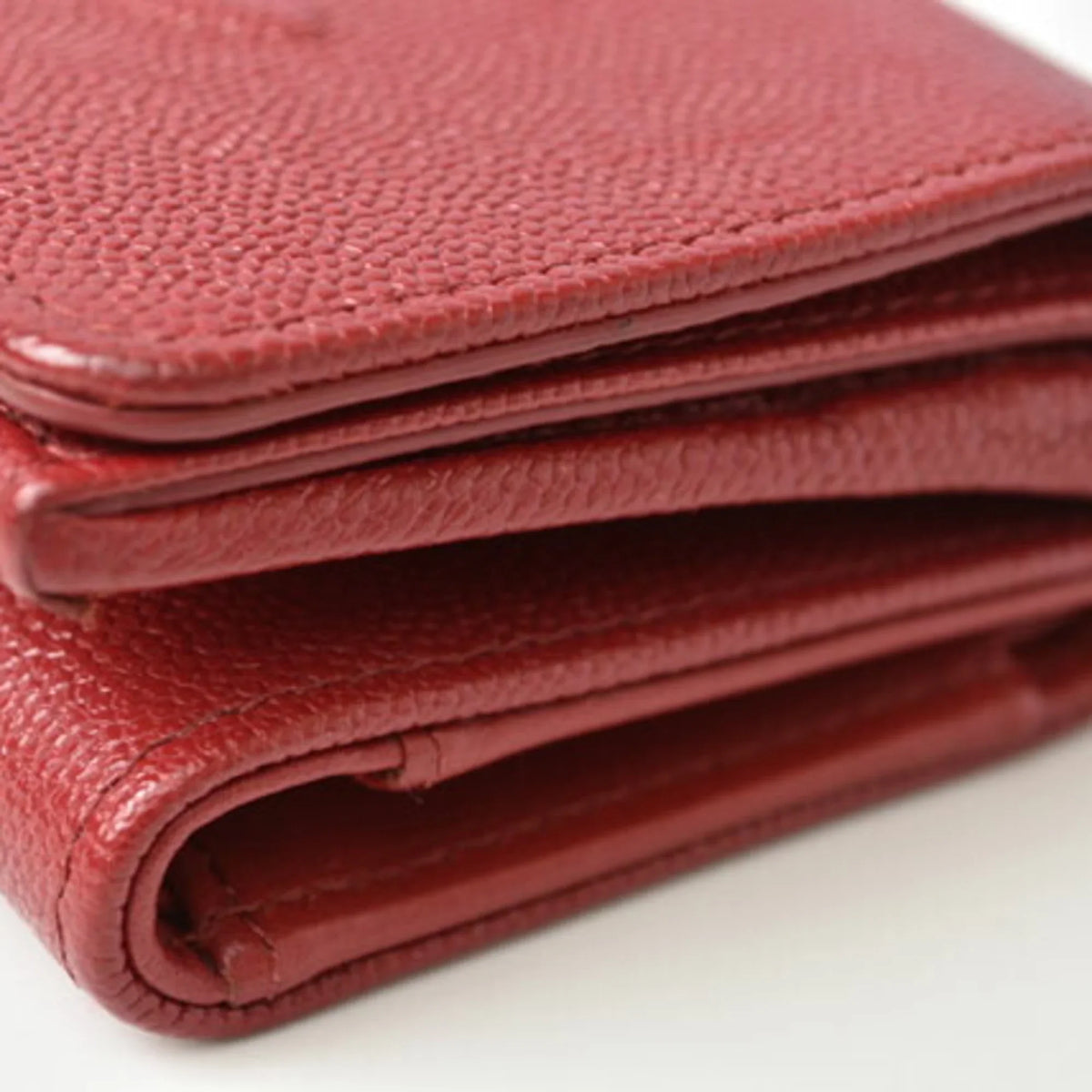 Pre-Loved Chanel Wallet Chanel Here Mark Caviar Skin Dark Red (Like New)