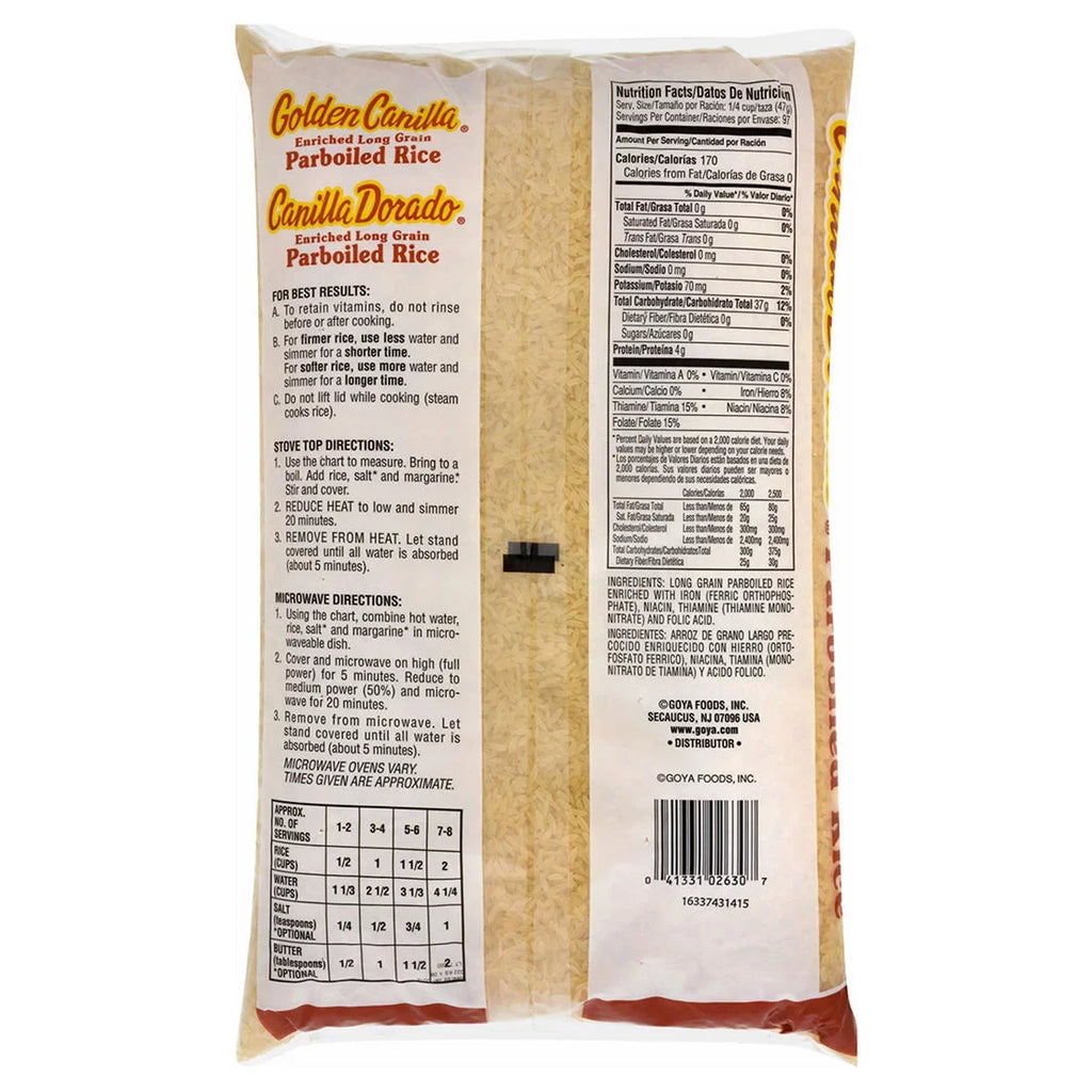 Rice, Enriched 10 Golden Grain lbs. Long Parboiled Canilla, Microwaveable