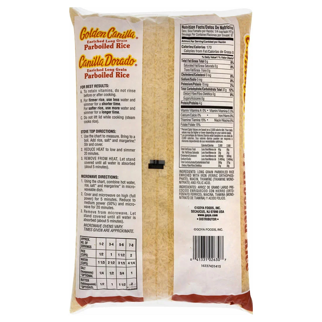 Rice, Enriched 10 Golden Grain lbs. Long Parboiled Canilla, Microwaveable