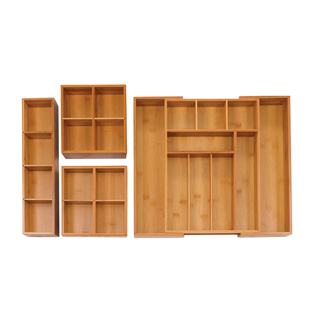 Expandable Classics Set Bamboo 4-Piece Drawer Organizer
