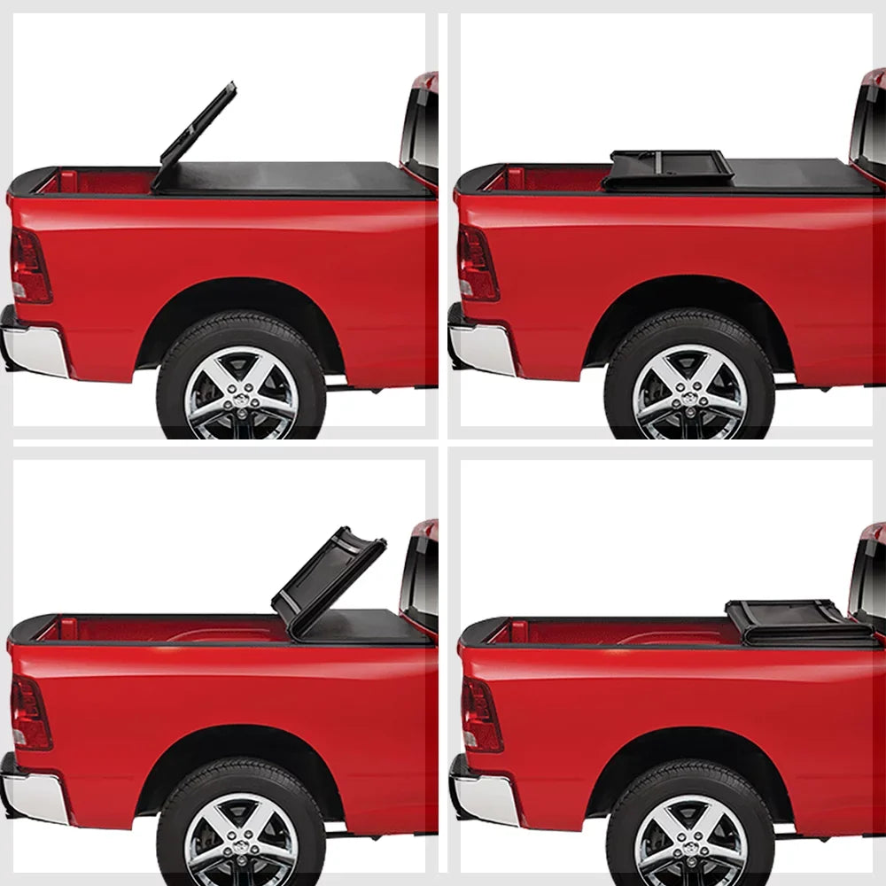 Short Bed Tonneau Cover 5.7Ft Soft Tri-Fold Fleetside For 09-21 Ram 1500/2500 Fits Select: 2009,2011-2012 Dodge Ram 1500