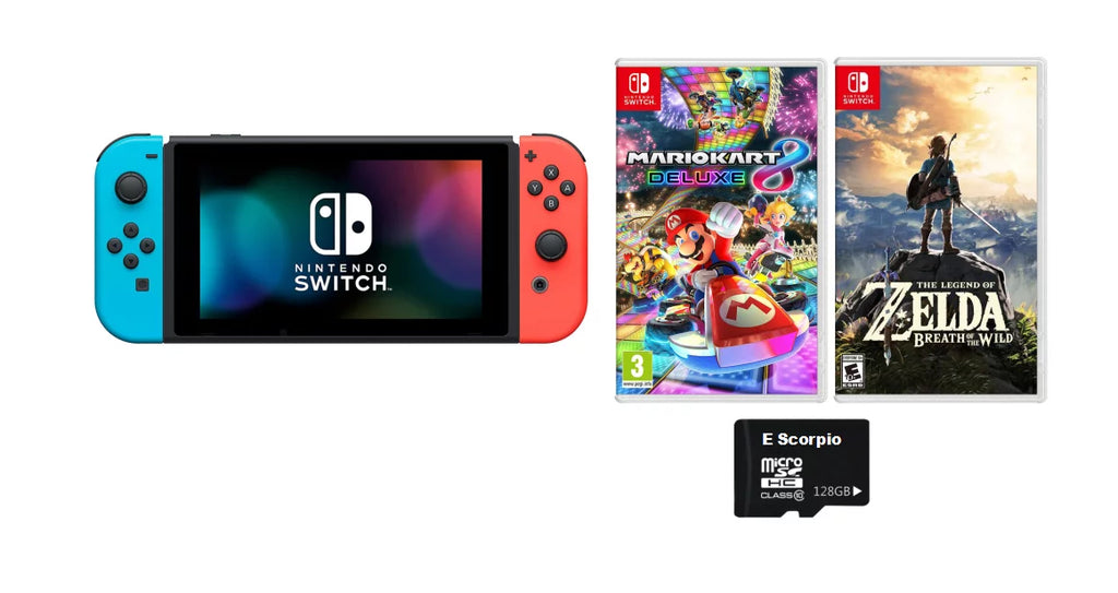 Membership 8 Switch Zelda: Switch the Nintendo with Months Joy-Con, of Switch Mario Deluxe Neon 3 Bundle: Wild Console Online Kart Nintendo and and Red Nintendo Blue /The Breath 32GB Legend of