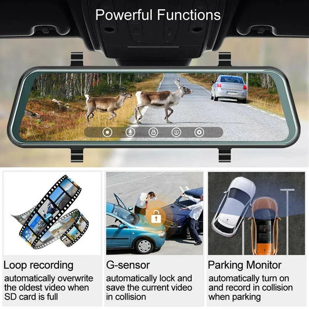 For Hd Car Dvr Front Rear Dual Cam 10-Inch Touch Screen Rearview Mirror Video Recorder Dashcam Dropshipping