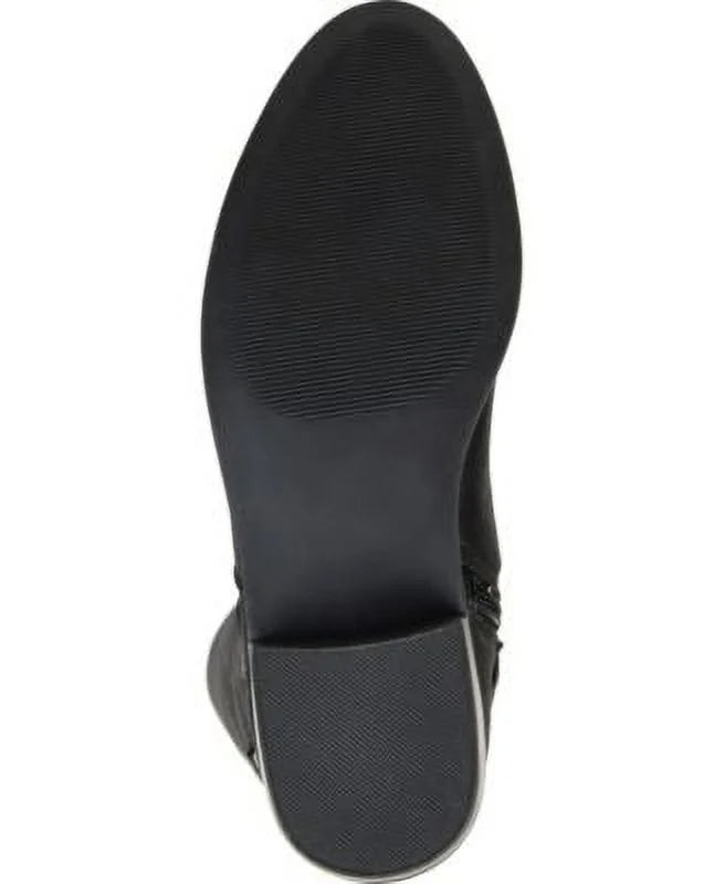 Extra Goring Toe Boot Womens X Wide Buckle Wide Zip-Up Calf COLLECTION Black Calf Block Almond Riding JOURNEE 7.5 Winona Heel Accent WC