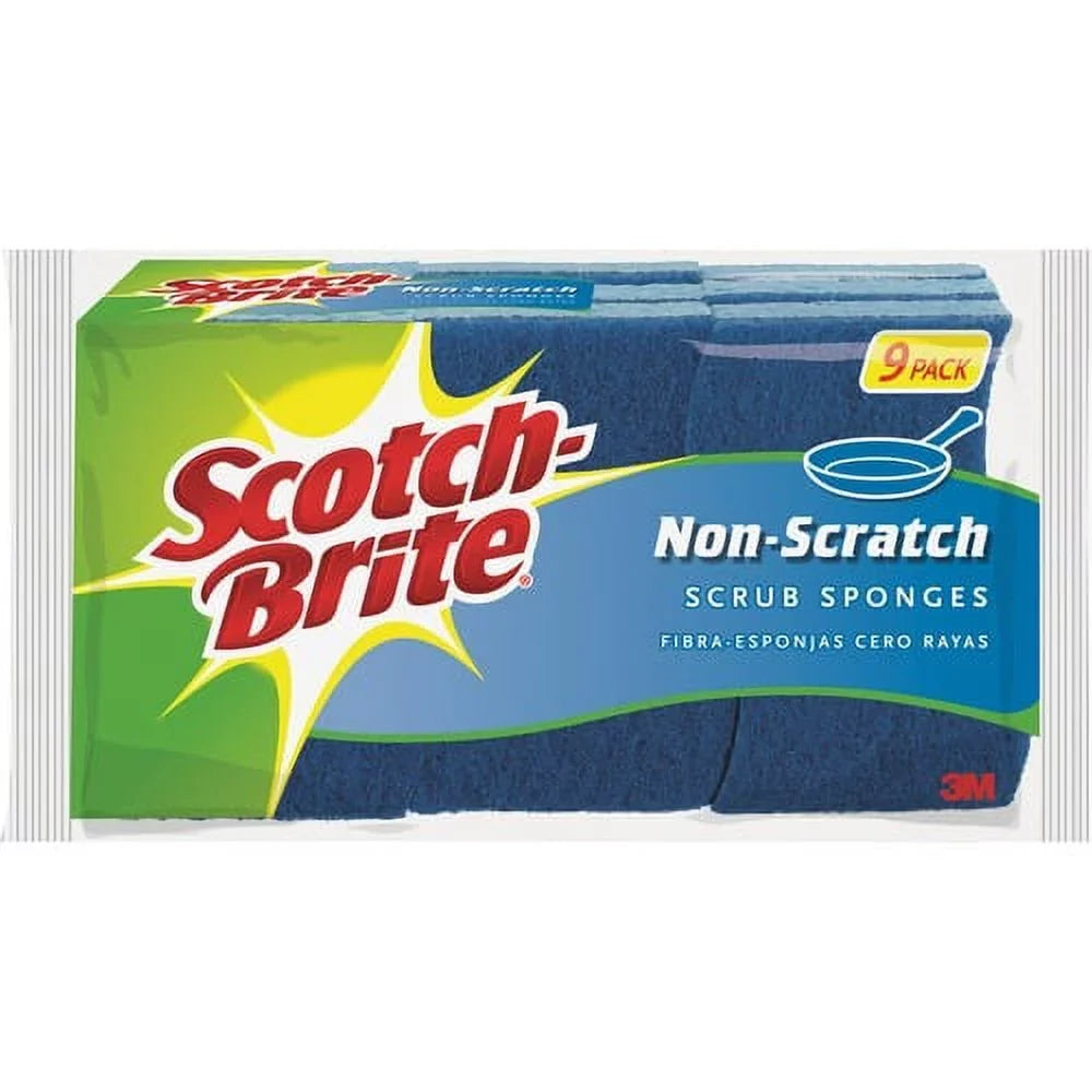x 2.8" Width 9/Pack Non-Scratch Cellulose - Blue Scrub 4.3" Height Sponges 0.8" Depth - Scotch-Brite x -