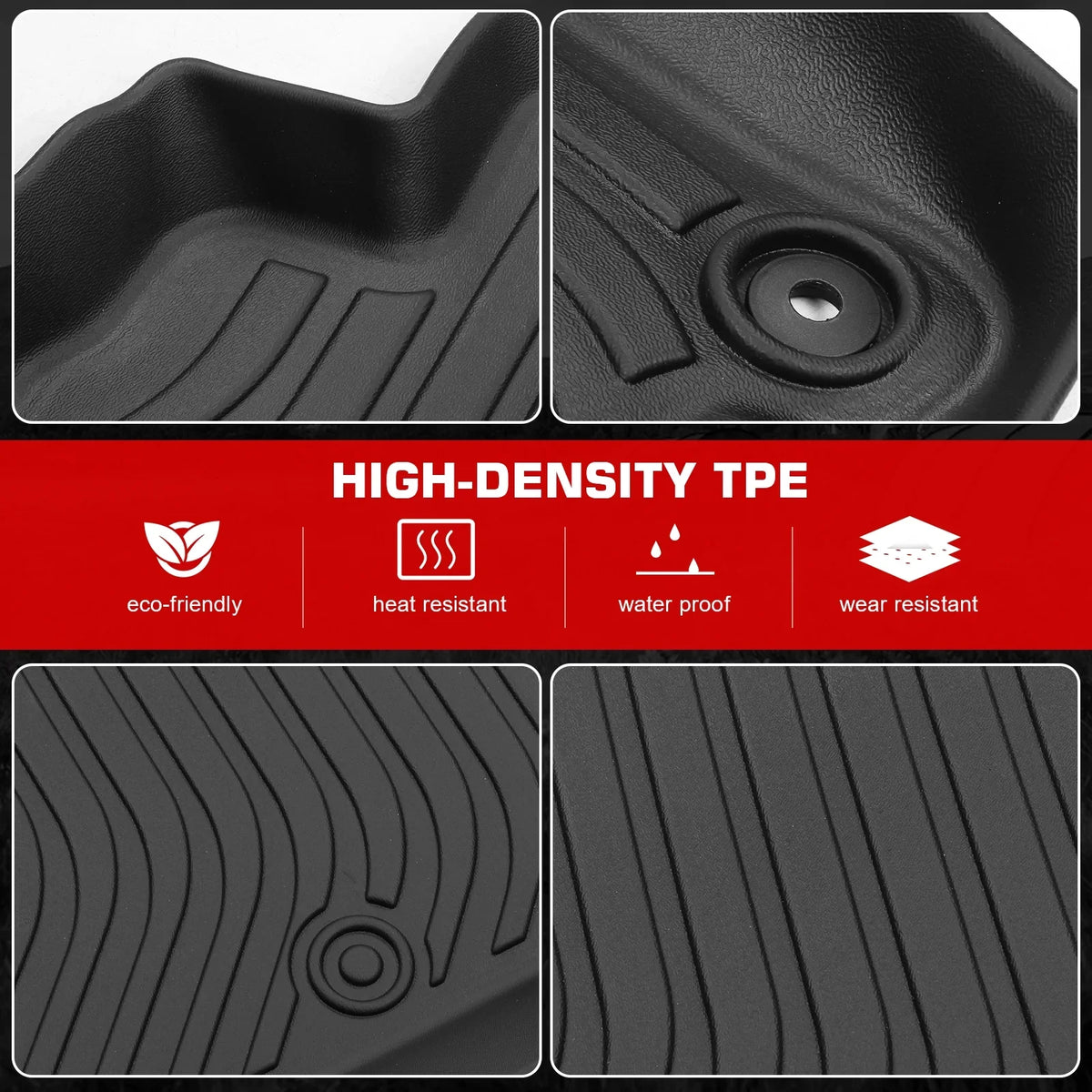 Ikon Front , 1st Molded Thermo With TPE Liner climate Trunk Prius Carpets All Elastomer Mat Floor 3D Plastic Pad 2023-2024 Protector Rear Row Black Mats 4PC & 2nd Compatible Motorsports
