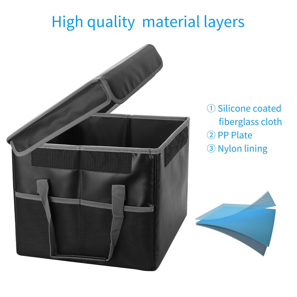 Home Fireproof and Car, Lid Ideal Sturdy Storage Waterproof Handles Box, Irfora with Office for
