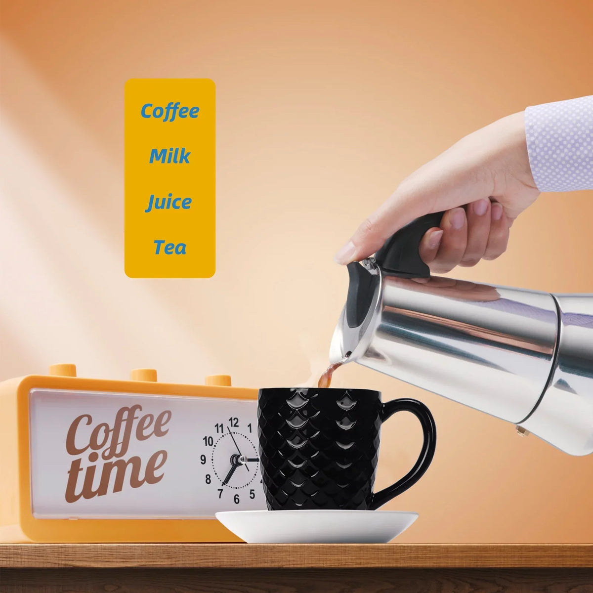 11.95 6 Ceramic, Coffee Pack Cup Black, Set, Coffee, for Milk, Coffee liquid, Mug Floz