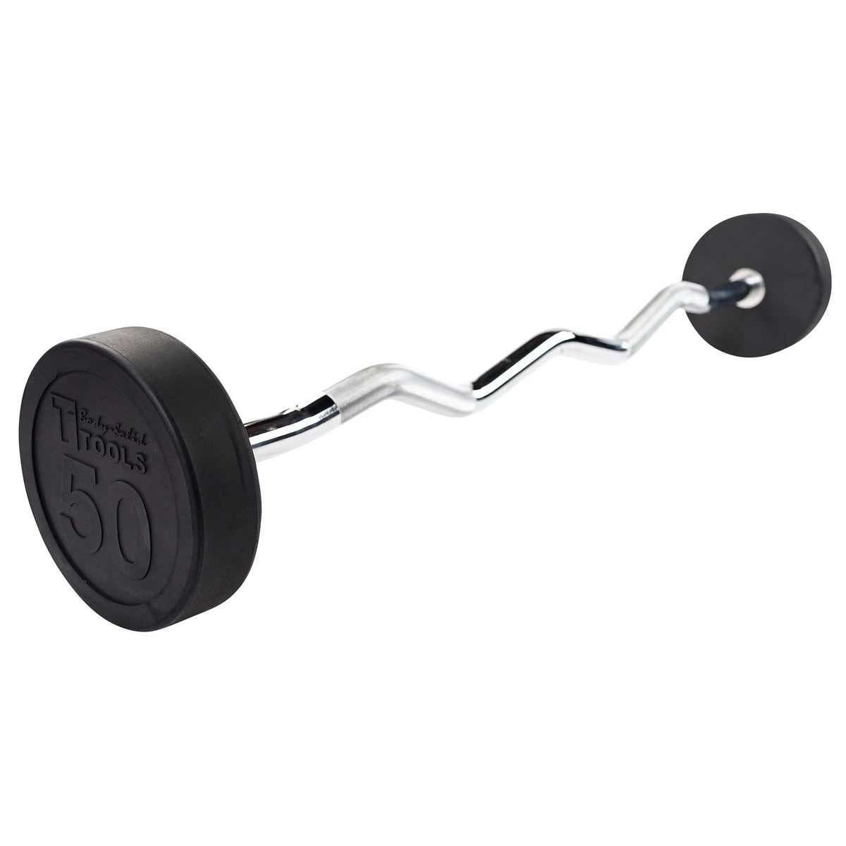 Curl Tools Fixed Barbell, SBZ50 Body 50lb Rubber - Coated Solid