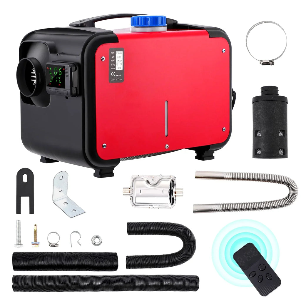 Tropow 12V 5Kw Diesel Air Heater, Portable And Convenient Integrated Parking Heater Heating, All-In-One Single Hole With Remote Control Azure Lcd Monitor For Car Trucks Boat Bus Rv And Trailer